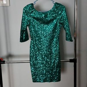 Green sequin dress